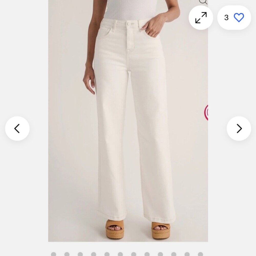 Risen - Lola Wideleg Full Length Jeans - Cream - NEW